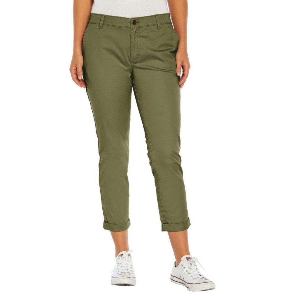 GAP Women's Pants 6 Relaxed Girlfriend Cuffed Ankle Twill Pants Clover Green 6